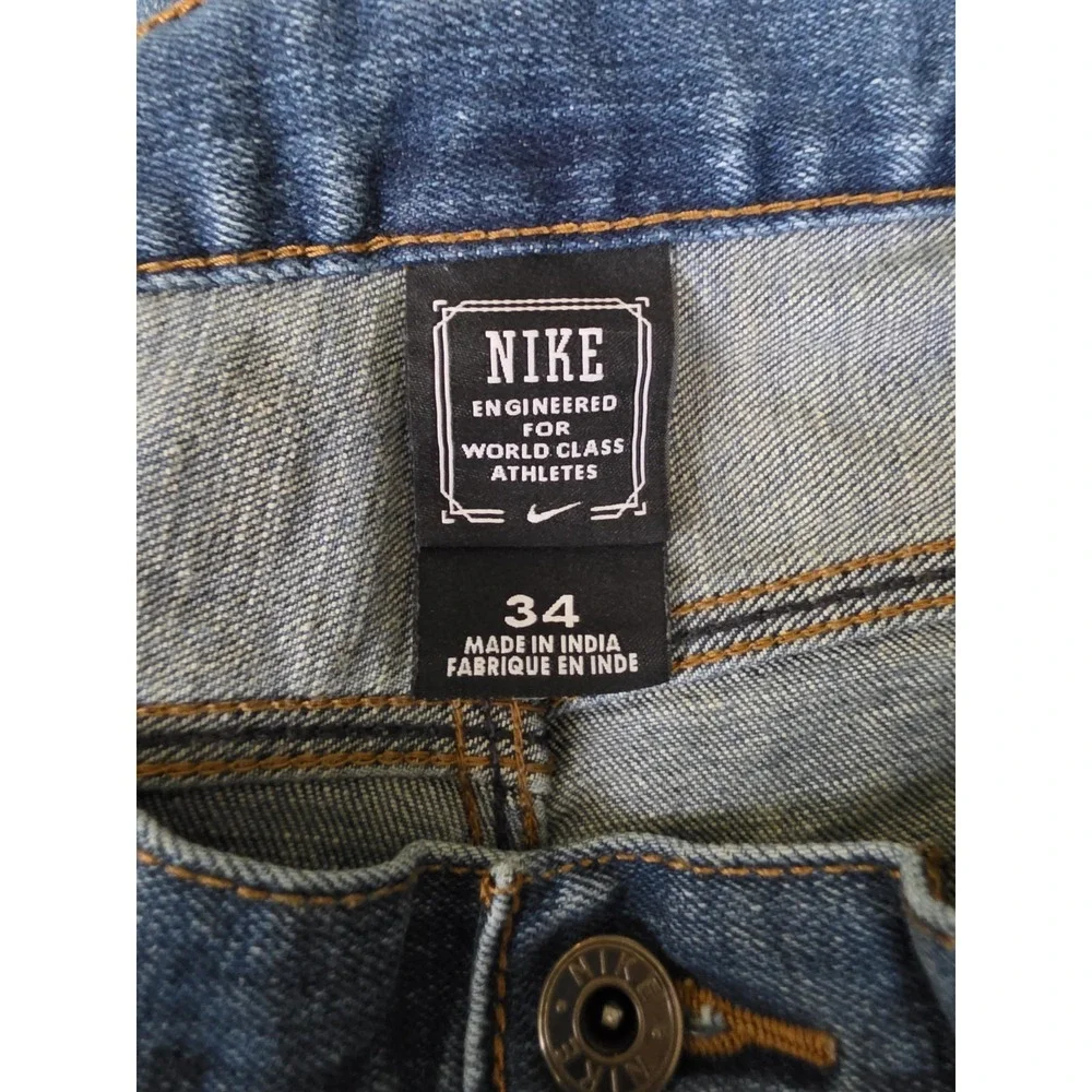NIKE Jeans Men's Size 34 Blue Denim Mid Rise Slim Straight Stretch (Act 35x30)